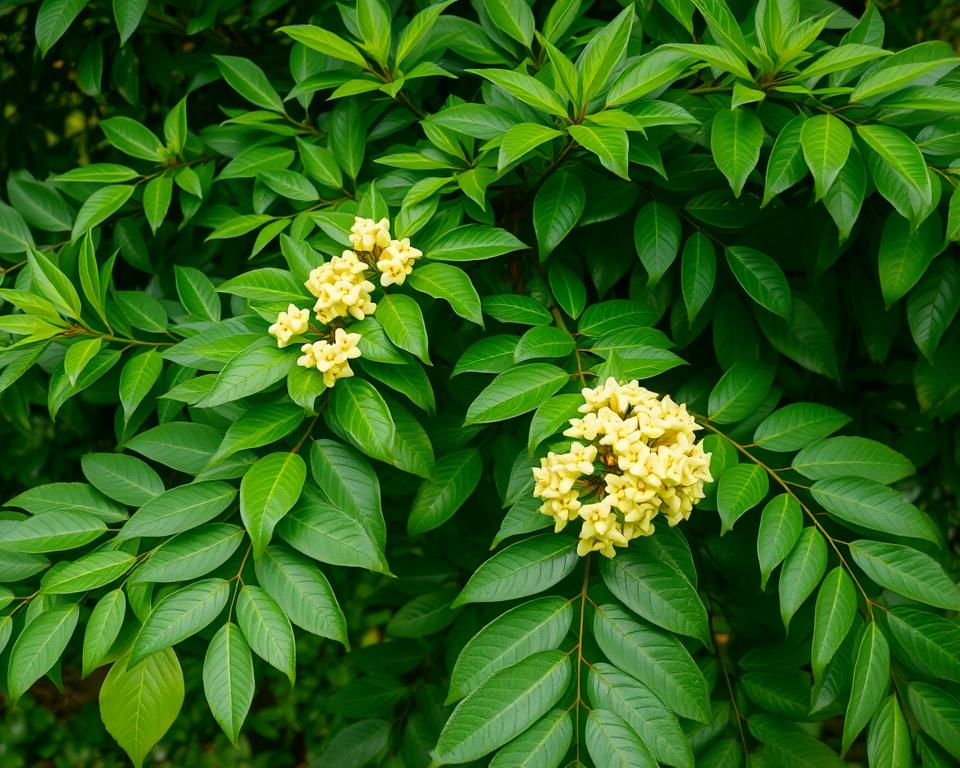 Feuillage et fleurs de l'ailante