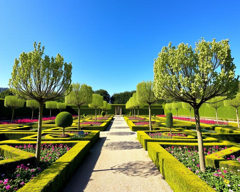 Jardin à la française avec tilleuls