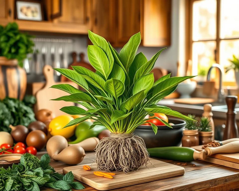 Plante huître dans la cuisine