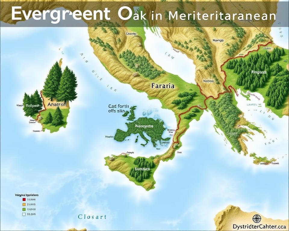 Répartition géographique du chêne vert