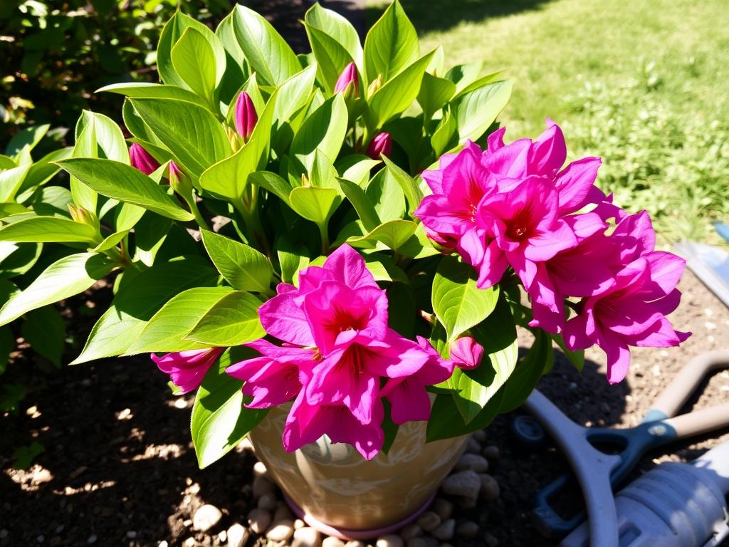 plantation rhododendron en pot