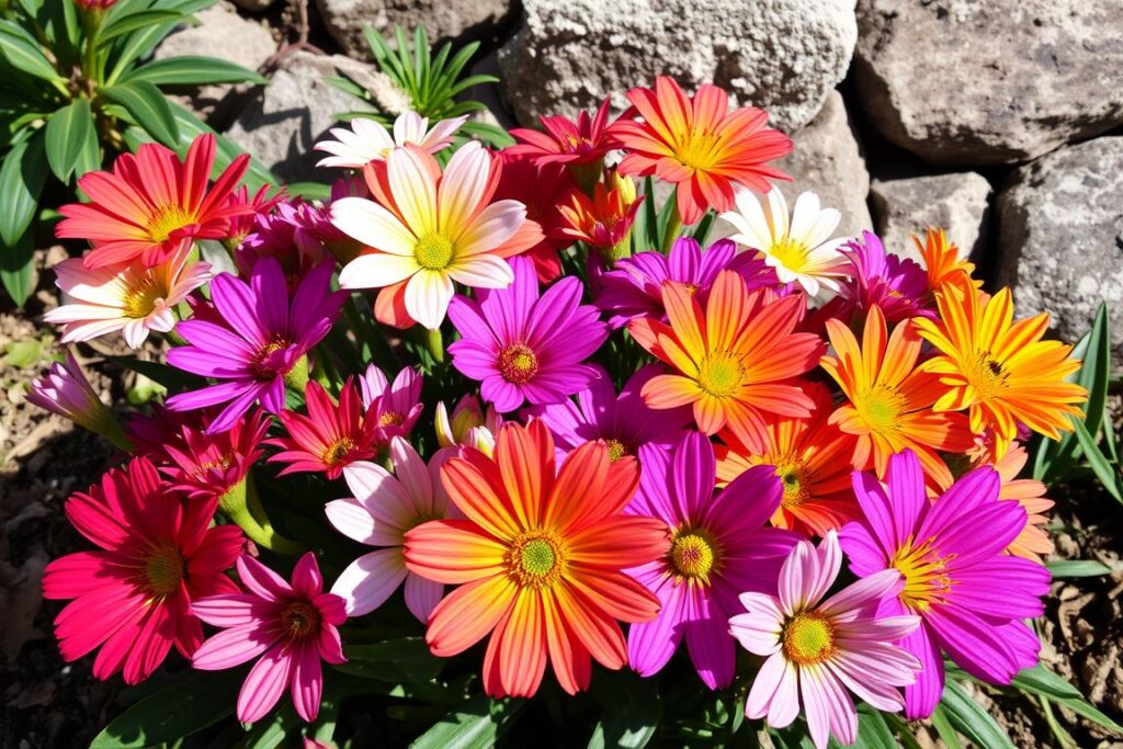 Fleurs de différentes variétés de lewisia