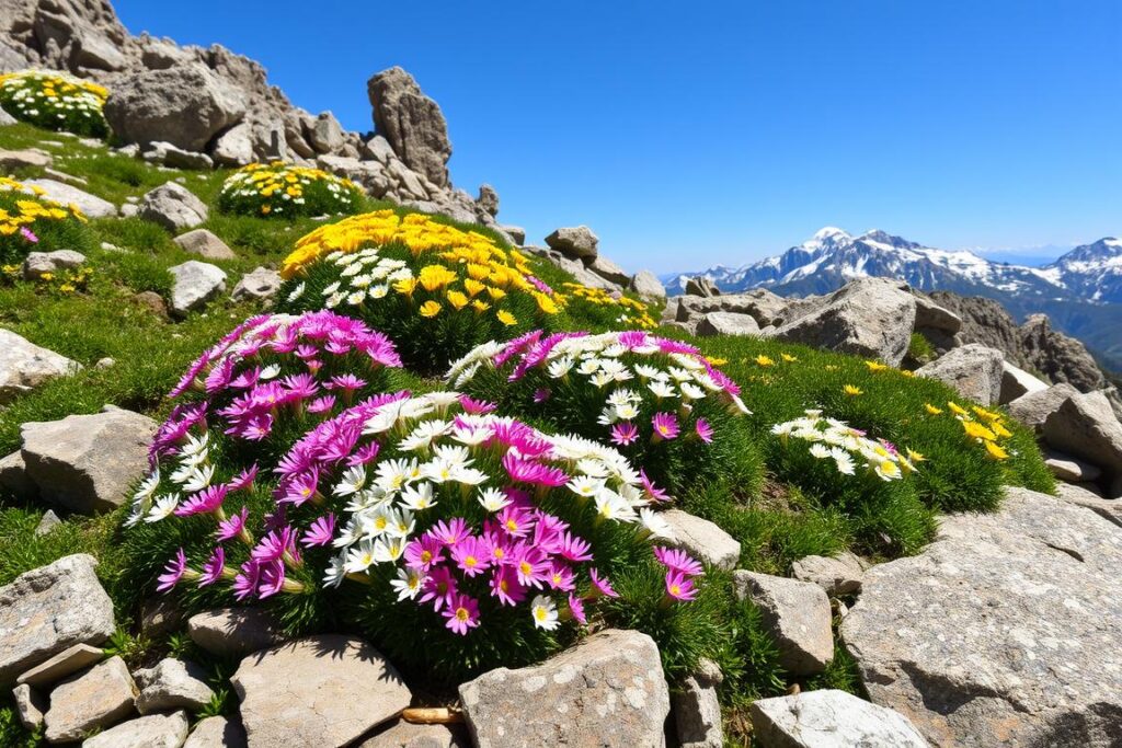 Lewisia dans un jardin alpin