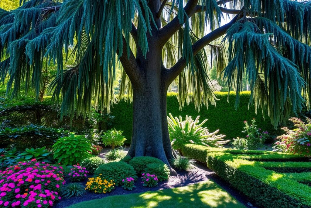 thuya bleu dans un jardin